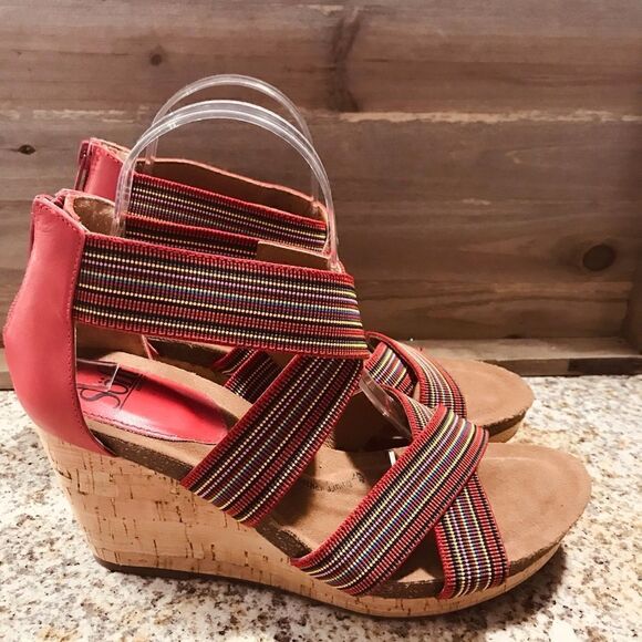 Sofft Red Wedge Sandals  - Picture 3 of 8